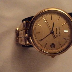 Portfolio TIFFANY & Co unisex wristwatch 18 KT gold plated